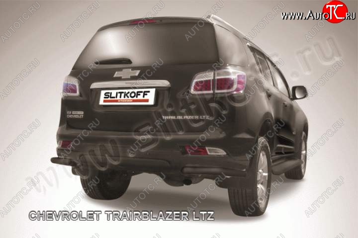 6 499 р. Защита заднего бампера из труб d42 Slitkoff (уголки) Chevrolet Trailblazer GM800 дорестайлинг (2012-2016) (Цвет: серебристый)  с доставкой в г. Воронеж