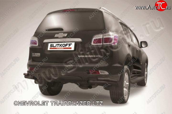 7 599 р. Защита заднего бампера из уголков d57+d42 Slitkoff Chevrolet Trailblazer GM800 дорестайлинг (2012-2016) (Цвет: серебристый)  с доставкой в г. Воронеж
