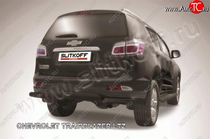 7 999 р. Защита заднего бампера из уголков d76 Slitkoff Chevrolet Trailblazer GM800 дорестайлинг (2012-2016) (Цвет: серебристый)  с доставкой в г. Воронеж
