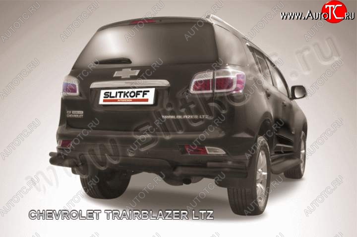 10 949 р. Защита заднего бампера из уголков d76+d42 Slitkoff Chevrolet Trailblazer GM800 дорестайлинг (2012-2016) (Цвет: серебристый)  с доставкой в г. Воронеж