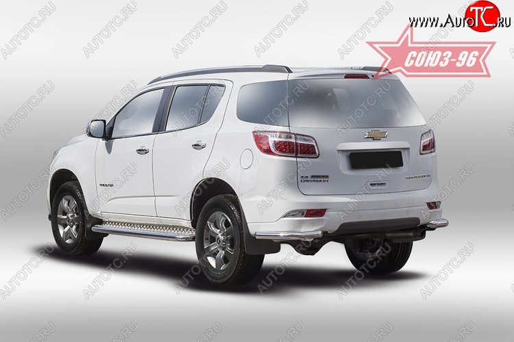 10 574 р. Защита заднего бампера из боковых уголков Souz-96 (d60) Chevrolet Trailblazer GM800 дорестайлинг (2012-2016)  с доставкой в г. Воронеж