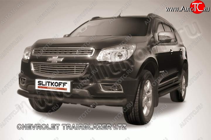 10 649 р. Защита переднего бампера d76 Slitkoff Chevrolet Trailblazer GM800 дорестайлинг (2012-2016) (Цвет: серебристый)  с доставкой в г. Воронеж