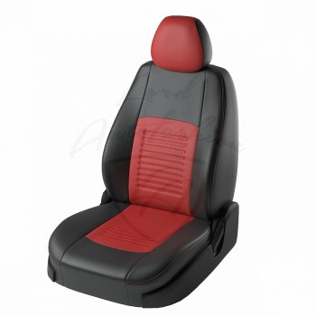 9 449 р. Чехлы для сидений Lord Autofashion Турин (экокожа) Chevrolet Aveo T200 седан (2003-2008) (Чёрный, вставка красная)  с доставкой в г. Воронеж. Увеличить фотографию 1