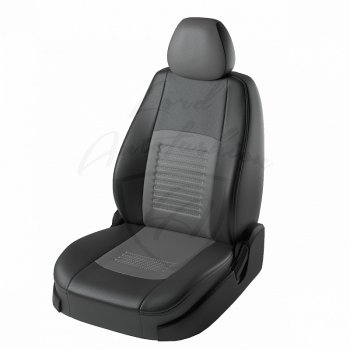 Чехлы для сидений Lord Autofashion Турин (экокожа) Chevrolet Aveo T200 седан (2003-2008) (Чёрный, вставка серый)