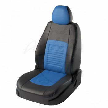 Чехлы для сидений Lord Autofashion Турин (экокожа) Chevrolet Aveo T200 седан (2003-2008) (Чёрный, вставка синий)