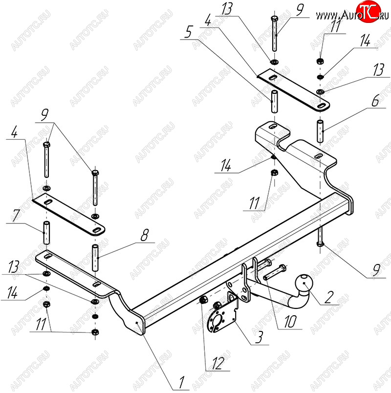 8 499 р. Фаркоп Avtos (съемный шар тип A)  Chevrolet Aveo  T250 (2006-2011) седан рестайлинг (Без электропроводки)  с доставкой в г. Воронеж