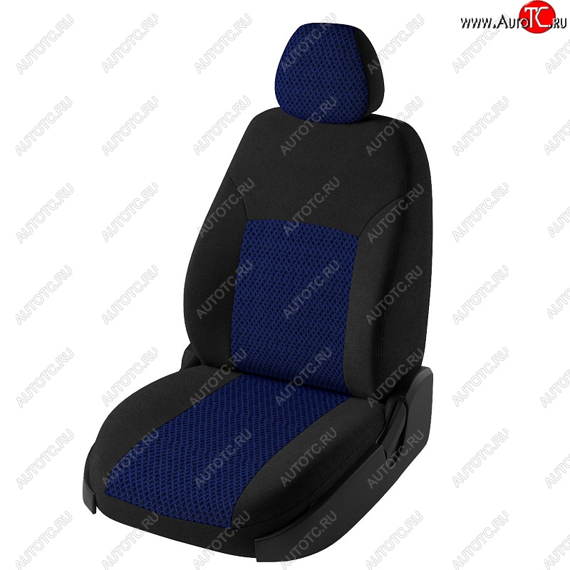 7 849 р. Чехлы для сидений Lord Autofashion Дублин (жаккард)  Chevrolet Aveo  T300 (2011-2015) седан, хэтчбек (Черный, вставка Рогожка (синий))  с доставкой в г. Воронеж
