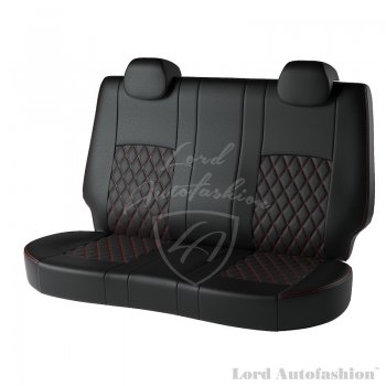 7 199 р. Чехлы для сидений Lord Autofashion Турин Ромб (экокожа)  Chevrolet Aveo ( T200,  T250) (2002-2011) хэтчбек 5 дв, хэтчбек 5 дв рестайлинг (Черный, вставка черная, строчка красная)  с доставкой в г. Воронеж. Увеличить фотографию 2