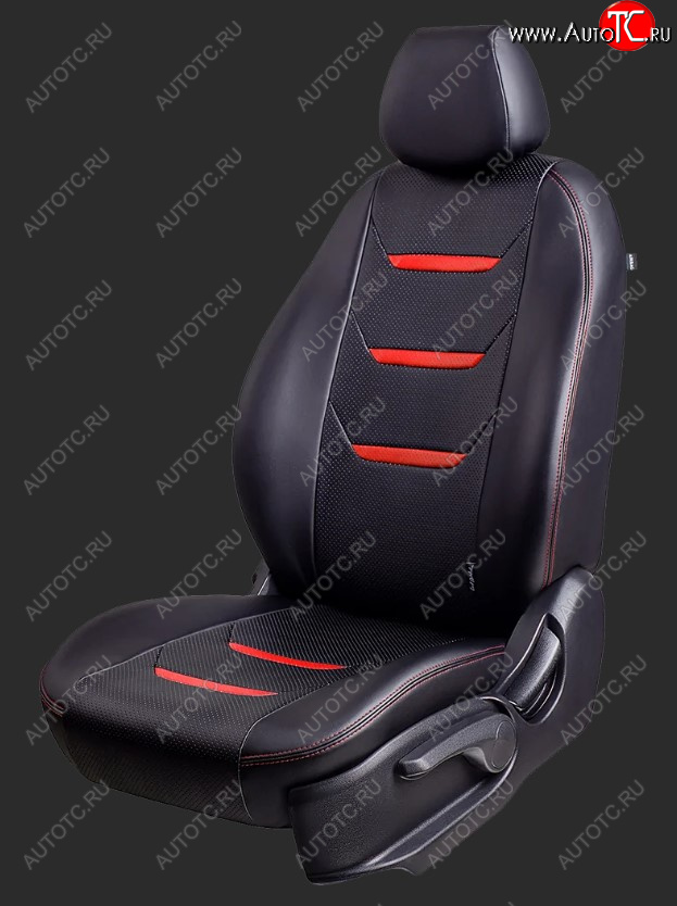 10 799 р. Чехлы для сидений Lord Autofashion Турин 2 (экокожа, спинка 60/40, 2 Г-образных подголовника)  Chevrolet Aveo  T300 (2011-2015) седан, хэтчбек (Черный/Черный/Красный/Красный)  с доставкой в г. Воронеж
