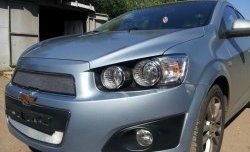 1 539 р. Нижняя сетка на бампер Russtal (хром) Chevrolet Aveo T300 седан (2011-2015)  с доставкой в г. Воронеж. Увеличить фотографию 3