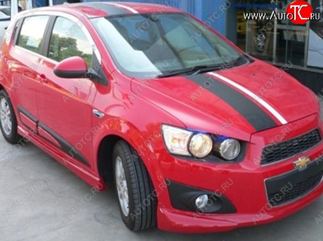 4 199 р. Пороги накладки CT Chevrolet Aveo T300 хэтчбек (2011-2015) (Неокрашенные)  с доставкой в г. Воронеж