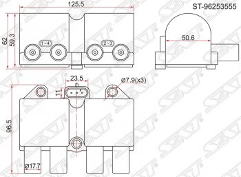 1 299 р. Катушка зажигания SAT  Chevrolet Aveo  T250 (2006-2011), Chevrolet Captiva (2006-2016), Chevrolet Cruze ( J300,  J305,  J308) (2009-2015), Chevrolet Lacetti  универсал (2002-2013), Chevrolet Lanos ( T100,  T150,  седан) (1997-2017), Daewoo Matiz  M150 (2000-2016), Daewoo Sense  Т100 (1997-2008), ЗАЗ Chance ( хэтчбэк,  седан) (2009-2017), ЗАЗ Sens ( седан,  хэтчбэк) (2007-2017)  с доставкой в г. Воронеж. Увеличить фотографию 1