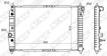 6 849 р. Радиатор двигателя SAT (пластинчатый, 1.4, МКПП/АКПП)  Chevrolet Aveo  T200 (2002-2008), Daewoo Kalos (2002-2008)  с доставкой в г. Воронеж. Увеличить фотографию 1