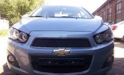 1 469 р. Сетка в решетку радиатора Russtal Chevrolet Aveo T300 седан (2011-2015) (черная)  с доставкой в г. Воронеж. Увеличить фотографию 3