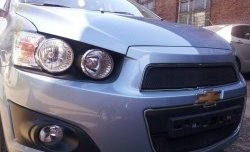 1 469 р. Сетка в решетку радиатора Russtal  Chevrolet Aveo  T300 (2011-2015) седан, хэтчбек (черная)  с доставкой в г. Воронеж. Увеличить фотографию 4