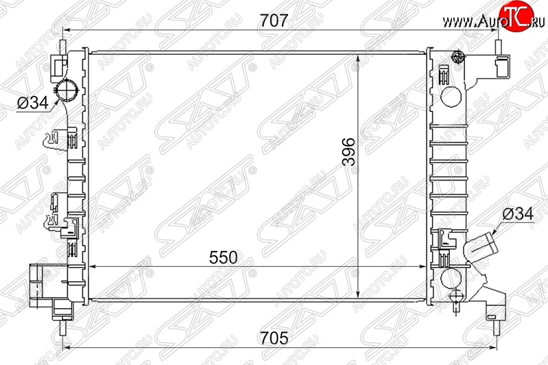 5 799 р. Радиатор двигателя SAT (пластинчатый, 1.2/1.4, МКПП)  Chevrolet Aveo  T300 (2011-2015), Chevrolet Captiva (2011-2016), Ravon R4 (2016-2020)  с доставкой в г. Воронеж