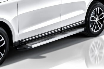17 399 р. Пороги алюминиевые Slitkoff Chevrolet Captiva 2-ой рестайлинг (2013-2016) (Prestige Silver)  с доставкой в г. Воронеж. Увеличить фотографию 2