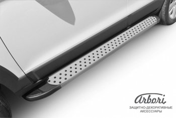 13 499 р. Порожки для ног Arbori Standart Silver Chevrolet Captiva 2-ой рестайлинг (2013-2016)  с доставкой в г. Воронеж. Увеличить фотографию 2