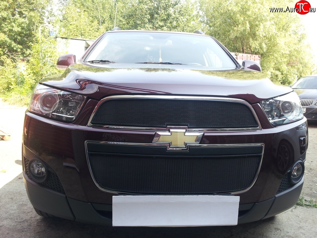 3 189 р. Сетка на бампер Russtal (черная) Chevrolet Captiva  дорестайлинг (2006-2011)  с доставкой в г. Воронеж