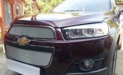 3 199 р. Сетка на бампер Russtal (хром) Chevrolet Captiva 1-ый рестайлинг (2011-2013)  с доставкой в г. Воронеж. Увеличить фотографию 2
