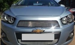 3 199 р. Сетка на бампер Russtal (хром)  Chevrolet Captiva (2013-2016) 2-ой рестайлинг  с доставкой в г. Воронеж. Увеличить фотографию 2