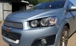 3 199 р. Сетка на бампер Russtal (хром)  Chevrolet Captiva (2013-2016) 2-ой рестайлинг  с доставкой в г. Воронеж. Увеличить фотографию 4