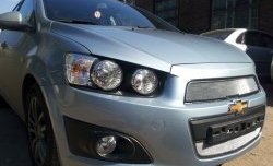 3 199 р. Сетка на бампер Russtal (хром) Chevrolet Captiva 2-ой рестайлинг (2013-2016)  с доставкой в г. Воронеж. Увеличить фотографию 5