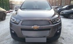 3 199 р. Сетка на бампер Russtal (хром) Chevrolet Captiva 2-ой рестайлинг (2013-2016)  с доставкой в г. Воронеж. Увеличить фотографию 1