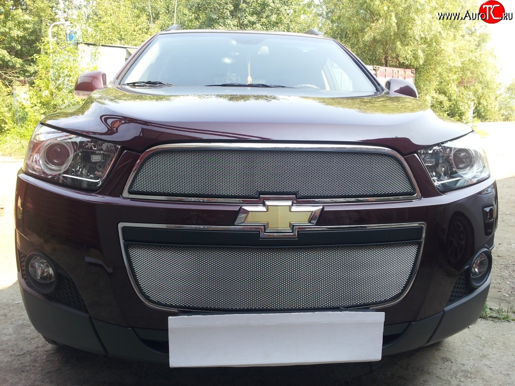 3 199 р. Сетка на бампер Russtal (хром) Chevrolet Captiva 1-ый рестайлинг (2011-2013)  с доставкой в г. Воронеж