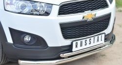 18 399 р. Защита переднего бампера (2 трубыØ63 и 42 мм, нержавейка) SLITKOFF  Chevrolet Captiva (2013-2016) 2-ой рестайлинг  с доставкой в г. Воронеж. Увеличить фотографию 2