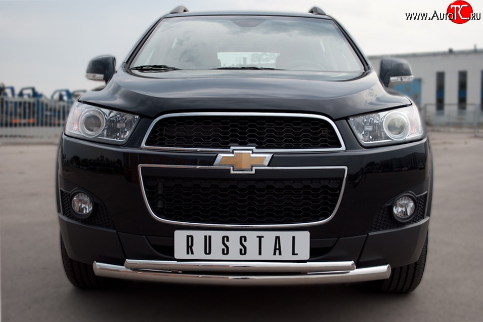 18 399 р. Защита переднего бампера (2 трубыØ63 и 42 мм, нержавейка) SLITKOFF Chevrolet Captiva  дорестайлинг (2006-2011)  с доставкой в г. Воронеж