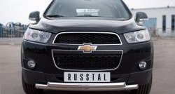 18 799 р. Защита переднего бампера (2 трубыØ63 мм, нержавейка) SLITKOFF Chevrolet Captiva 1-ый рестайлинг (2011-2013)  с доставкой в г. Воронеж. Увеличить фотографию 1