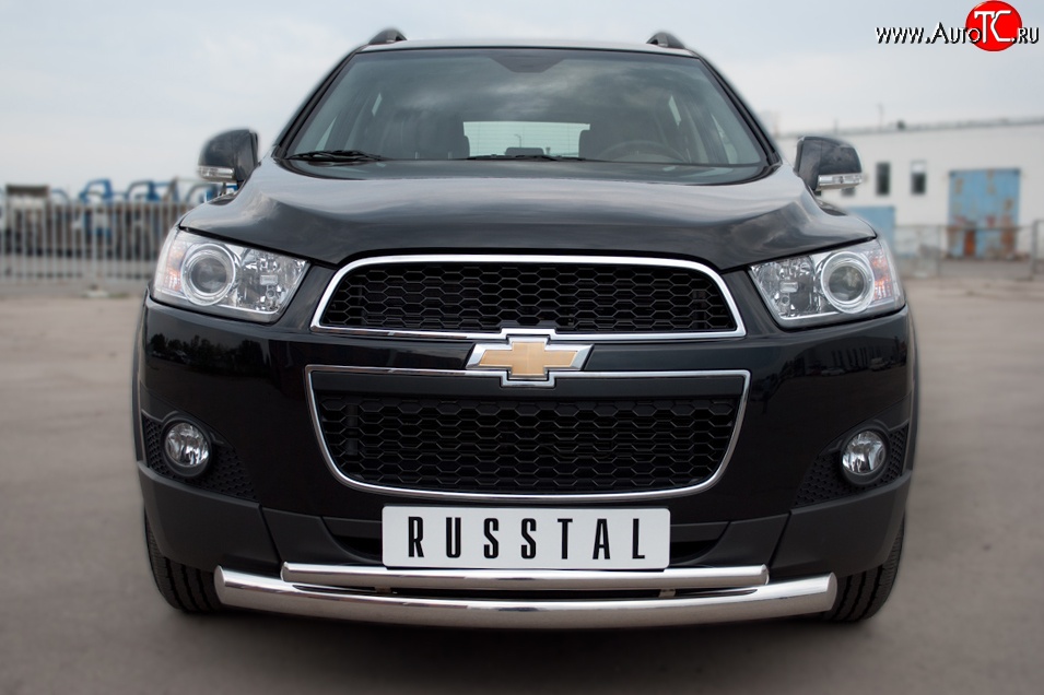 18 699 р. Защита переднего бампера (2 трубыØ76 и 42 мм, нержавейка) SLITKOFF Chevrolet Captiva 1-ый рестайлинг (2011-2013)  с доставкой в г. Воронеж