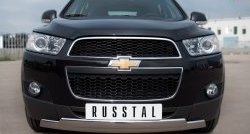 25 999 р. Защита переднего бампера (2 трубыØ75х42 мм, нержавейка) Russtal Chevrolet Captiva 1-ый рестайлинг (2011-2013)  с доставкой в г. Воронеж. Увеличить фотографию 1