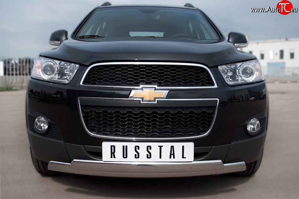 25 999 р. Защита переднего бампера (2 трубыØ75х42 мм, нержавейка) Russtal Chevrolet Captiva 1-ый рестайлинг (2011-2013)  с доставкой в г. Воронеж