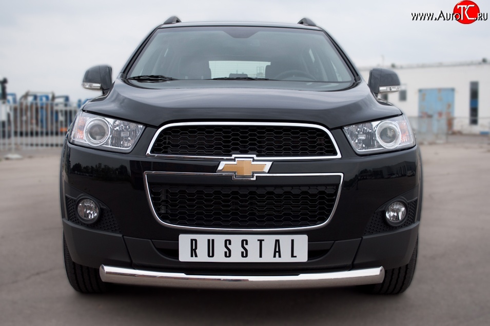 15 549 р. Одинарная защита переднего бампера диаметром 76 мм SLITKOFF  Chevrolet Captiva (2011-2013) 1-ый рестайлинг  с доставкой в г. Воронеж