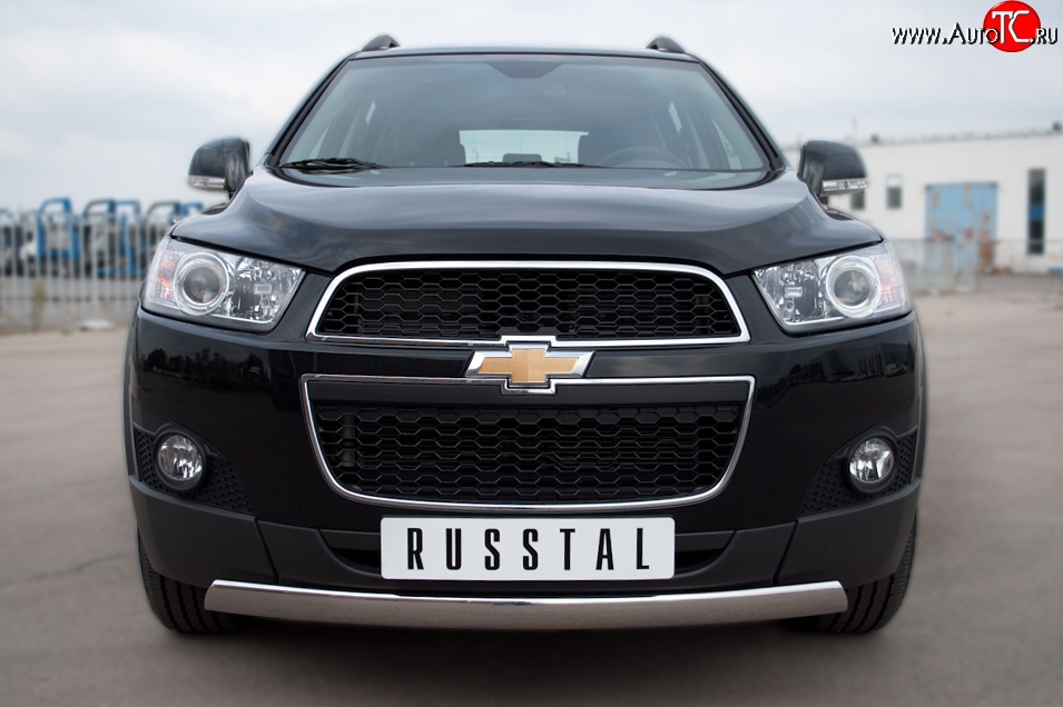 14 999 р. Защита переднего бампера (Ø75х42 мм, нержавейка) Russtal Chevrolet Captiva 1-ый рестайлинг (2011-2013)  с доставкой в г. Воронеж