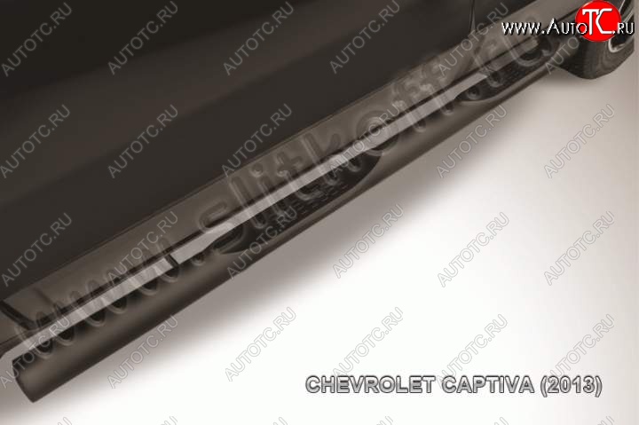 12 399 р. Защита порогов d76 с проступями Slitkoff Chevrolet Captiva 2-ой рестайлинг (2013-2016) (Цвет: серебристый)  с доставкой в г. Воронеж