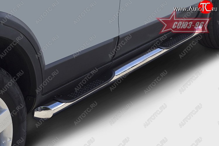 18 719 р. Защита порогов с проступью Souz-96 (d76) Chevrolet Captiva 1-ый рестайлинг (2011-2013)  с доставкой в г. Воронеж