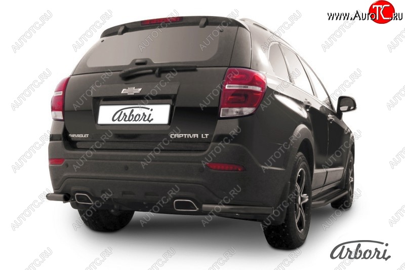 5 399 р. Защита заднего бампера Arbori (уголки, черная, 1 труба d57 mm).  Chevrolet Captiva (2013-2016) 2-ой рестайлинг  с доставкой в г. Воронеж