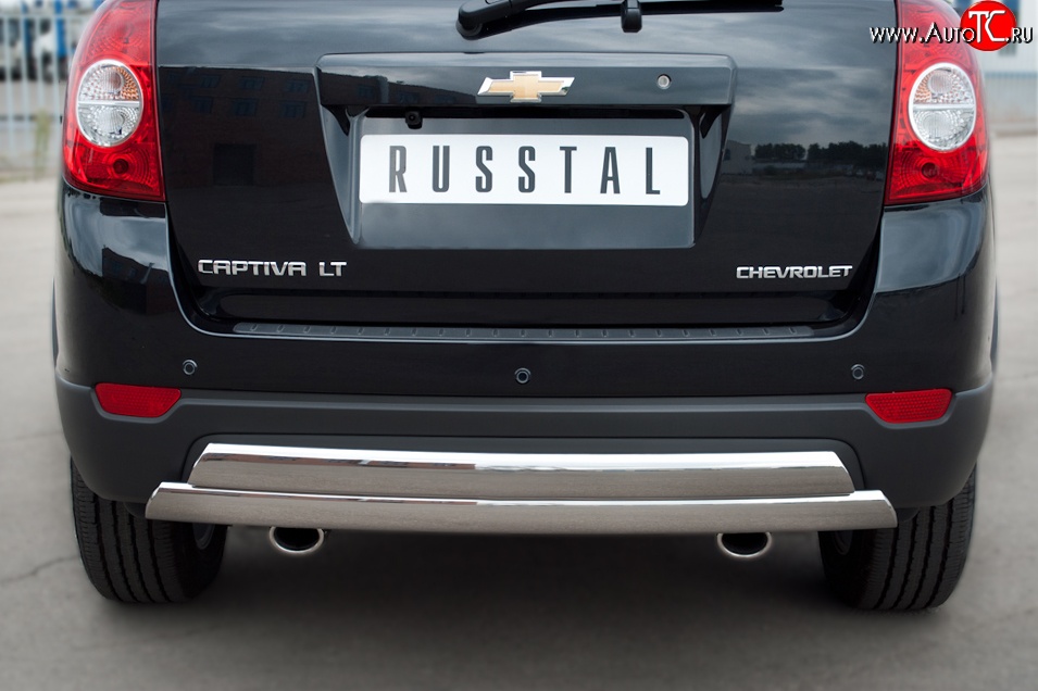 16 849 р. Защита заднего бампера (2 трубы Ø76х42 мм, нержавейка) Russtal Chevrolet Captiva 1-ый рестайлинг (2011-2013)  с доставкой в г. Воронеж
