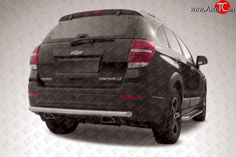 11 599 р. Защита заднего бампера из длинной трубы диаметром 57 мм Slitkoff  Chevrolet Captiva (2013-2016) 2-ой рестайлинг (Нержавейка, Полированная)  с доставкой в г. Воронеж