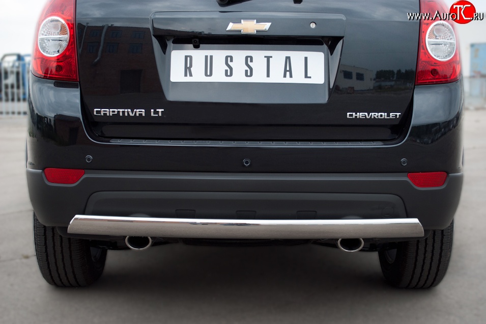 4 999 р. Защита заднего бампера (Ø75x42 мм, нержавейка) Russtal Chevrolet Captiva 1-ый рестайлинг (2011-2013)  с доставкой в г. Воронеж