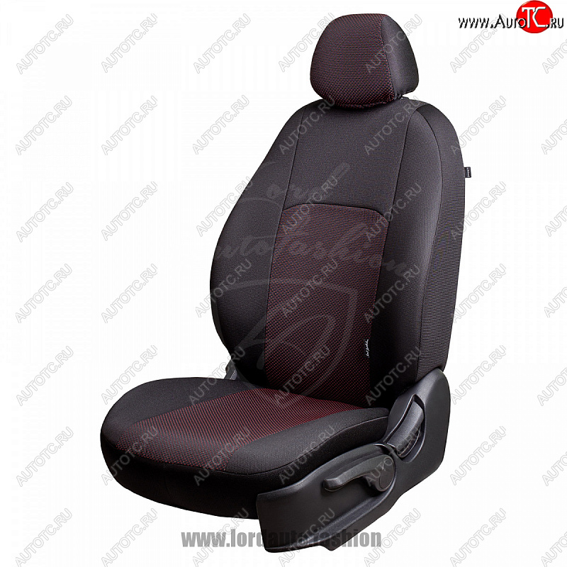 5 899 р. Чехлы для сидений Lord Autofashion Дублин (жаккард) Chevrolet Cobalt седан дорестайлинг (2011-2016) (Черный, вставка Ёж Красный)  с доставкой в г. Воронеж