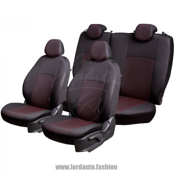 5 899 р. Чехлы для сидений Lord Autofashion Дублин (жаккард) Chevrolet Cobalt седан дорестайлинг (2011-2016) (Черный, вставка Ёж Красный)  с доставкой в г. Воронеж. Увеличить фотографию 2