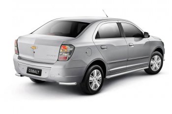 9 559 р. Защита заднего бампера PT GROUP угловая Ø38мм (НПС) CHEVROLET Cobalt 2019-  Chevrolet Cobalt (2019-2023) седан 2-ой рестайлинг (Нержавейка)  с доставкой в г. Воронеж. Увеличить фотографию 1