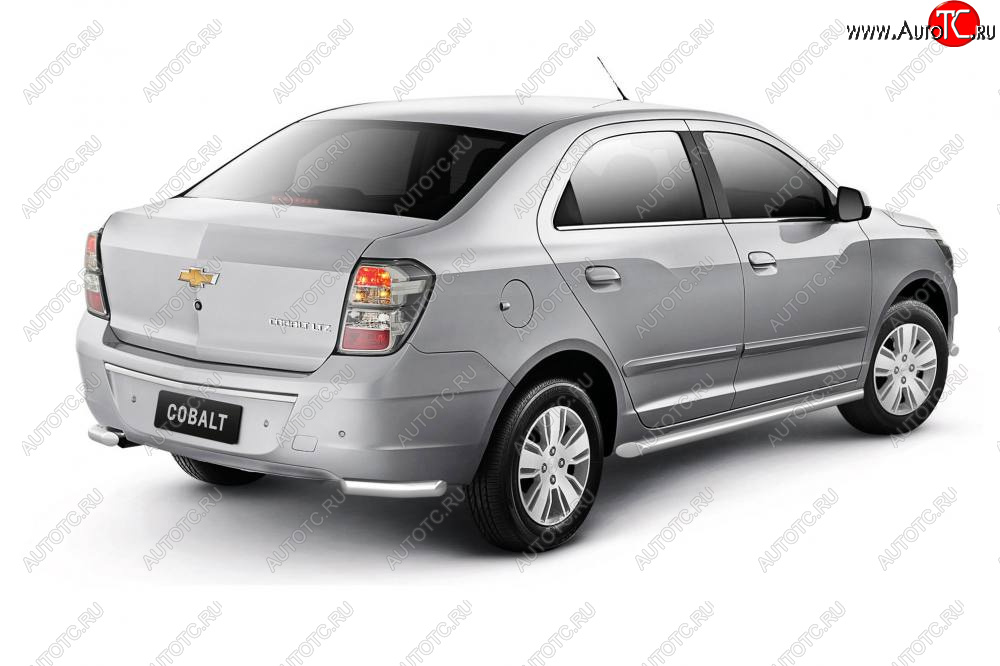 9 559 р. Защита заднего бампера PT GROUP угловая Ø38мм (НПС) CHEVROLET Cobalt 2019-  Chevrolet Cobalt (2019-2023) седан 2-ой рестайлинг (Нержавейка)  с доставкой в г. Воронеж