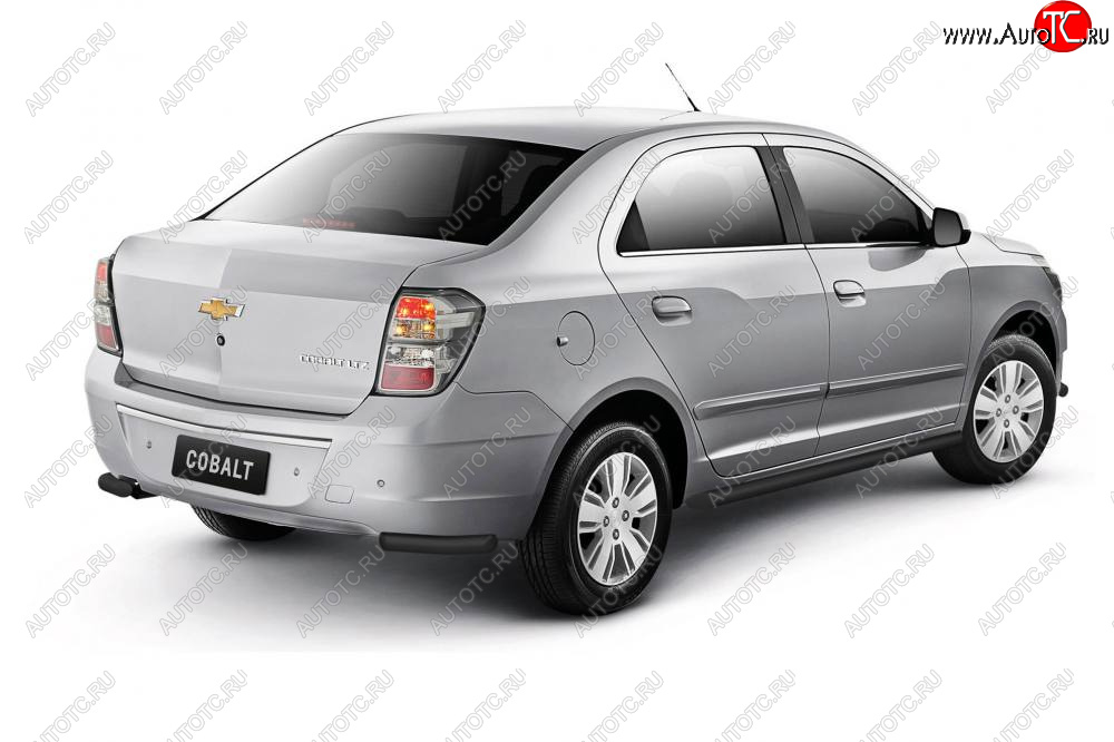 3 789 р. Защита заднего бампера PT GROUP угловая Ø38мм ИСКРА (ППК) CHEVROLET Cobalt 2019-  Chevrolet Cobalt (2019-2023) седан 2-ой рестайлинг (Сталь с полимерным покрытием в цвет: черный ❞Шагрень❝)  с доставкой в г. Воронеж