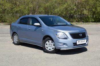 14 399 р. Защита порогов Petroil Tuning (Ø38 мм)  Chevrolet Cobalt (2019-2023) седан 2-ой рестайлинг (Нержавейка)  с доставкой в г. Воронеж. Увеличить фотографию 2