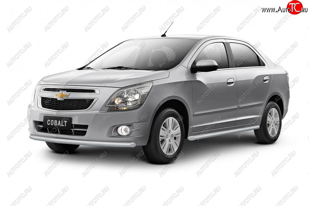 4 739 р. Защита порогов Petroil Tuning (Ø38 мм)  Chevrolet Cobalt (2019-2023) седан 2-ой рестайлинг (Сталь полимерным покрытием в цвет: серебристый ❞Искра❝)  с доставкой в г. Воронеж